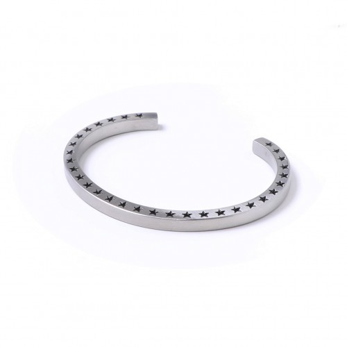 Yılıdız Desenli Cuf Çelik Bileklik