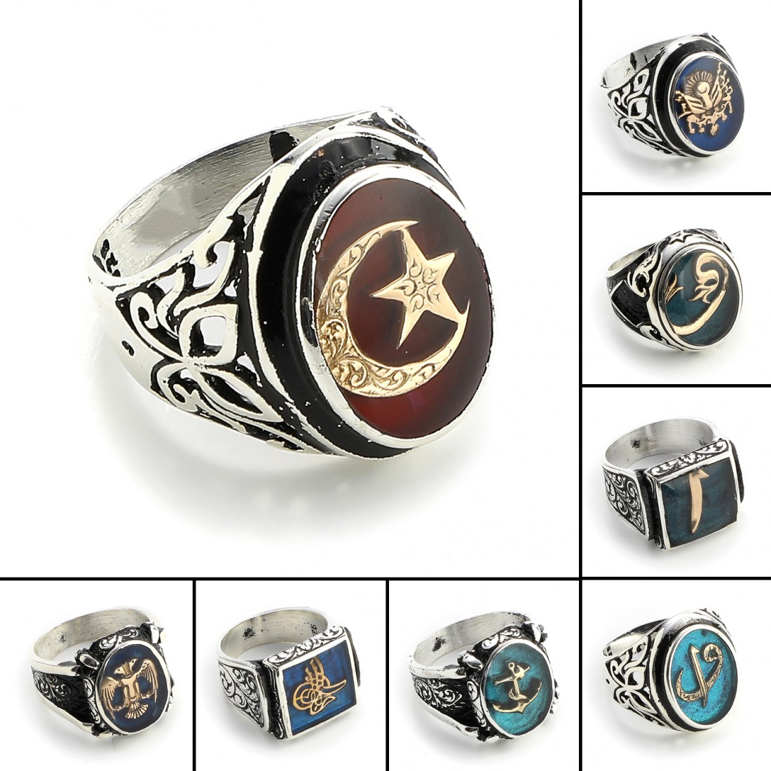 Toptan Ay Yıldız Mineli Alloy Otantik Erkek Yüzük Fiyatları