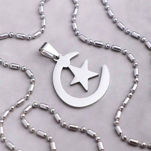 Ay Yıldız Figürlü Çelik Kolye Ucu