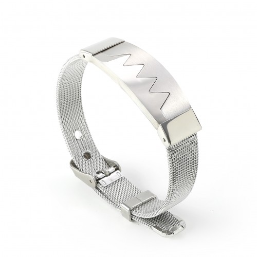 İşlemeli 316L Ayar Çelik Hasır Kordonlu Bileklik