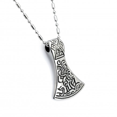 Viking Balta Başı Çelik Kolye Ucu