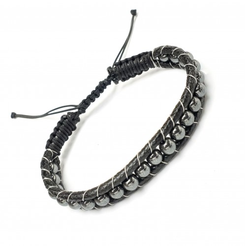 Hematit Doğaltaşlı Makrome Bileklik