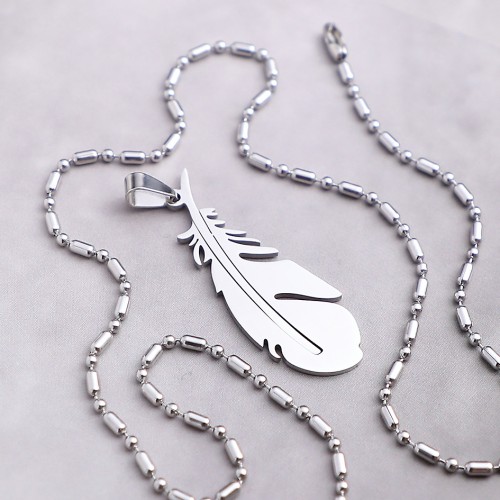 Tüy Modelli Çelik Kolye Ucu