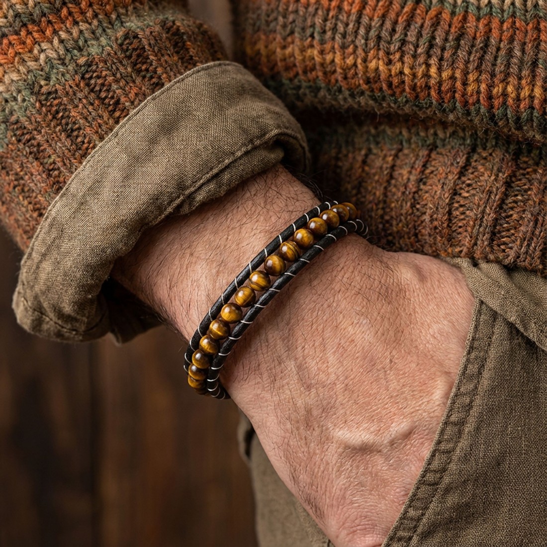 Kaplan Gözü Doğal Taş Bileklik