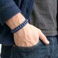 6mm Lapis Taşlı Deri Kordon Ve Çelik Bileklik