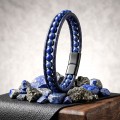 6mm Lapis Taşlı Deri Kordon Ve Çelik Bileklik