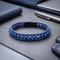 6mm Lapis Taşlı Deri Kordon Ve Çelik Bileklik