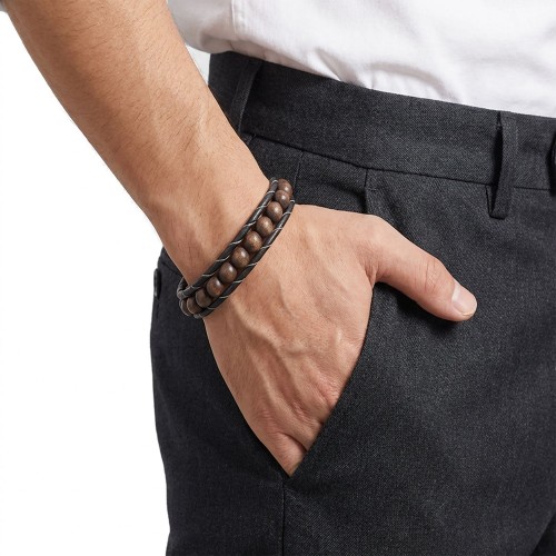 8mm Ceviz Ağacı Deri Bileklik