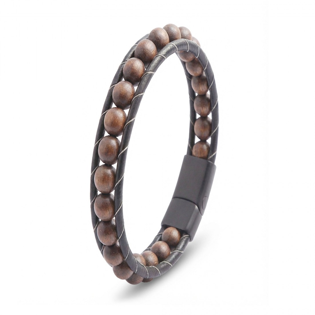 8mm Ceviz Ağacı Deri Bileklik