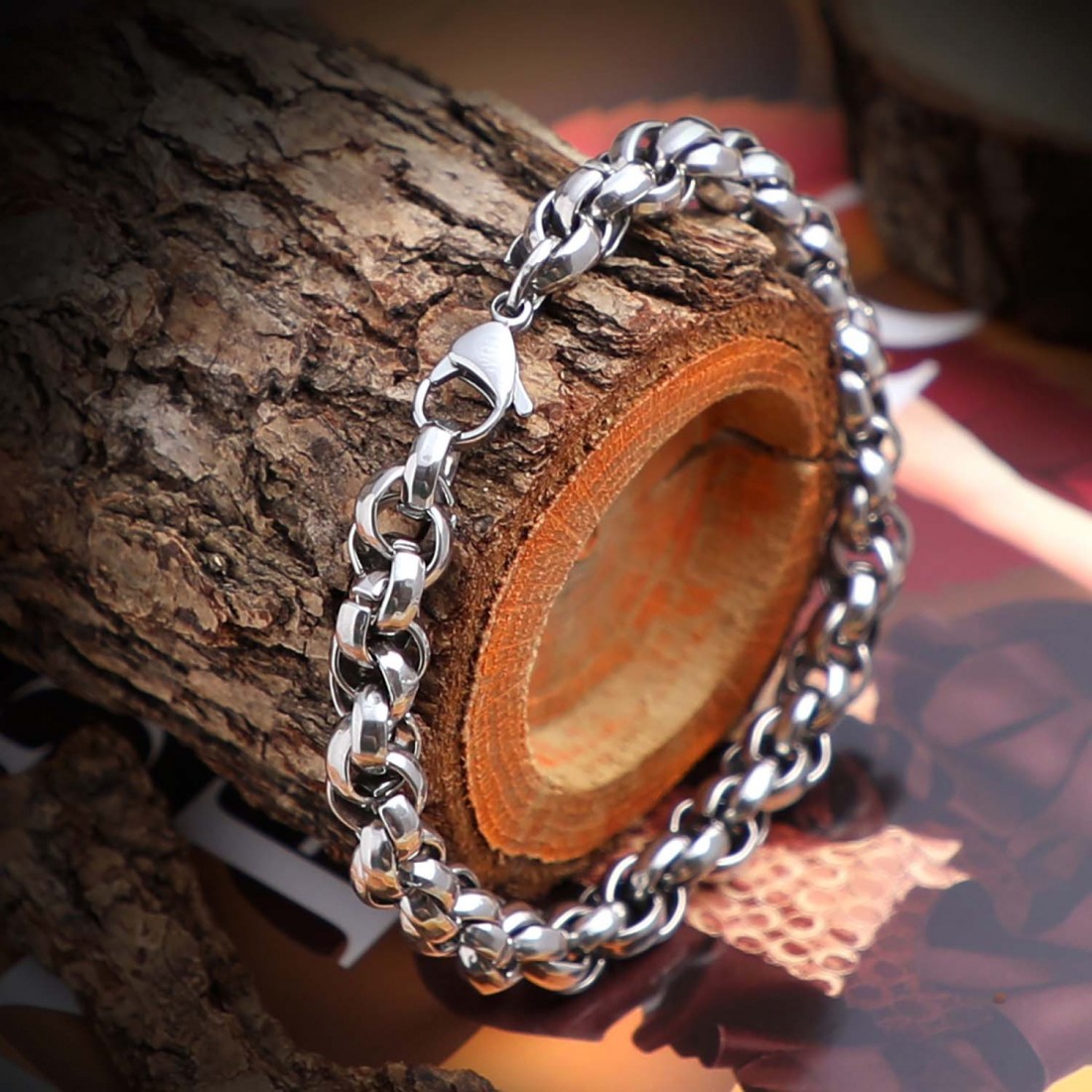 8Mm Oval Sarmal Çelik Zincir Bileklik