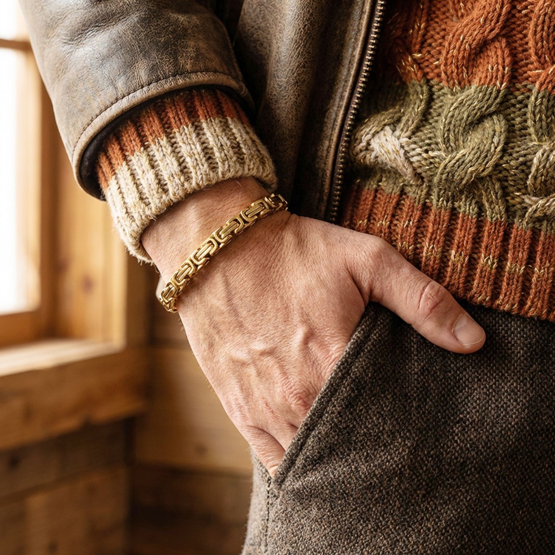 8Mm Sarı Kral Çelik Zincir Bileklik