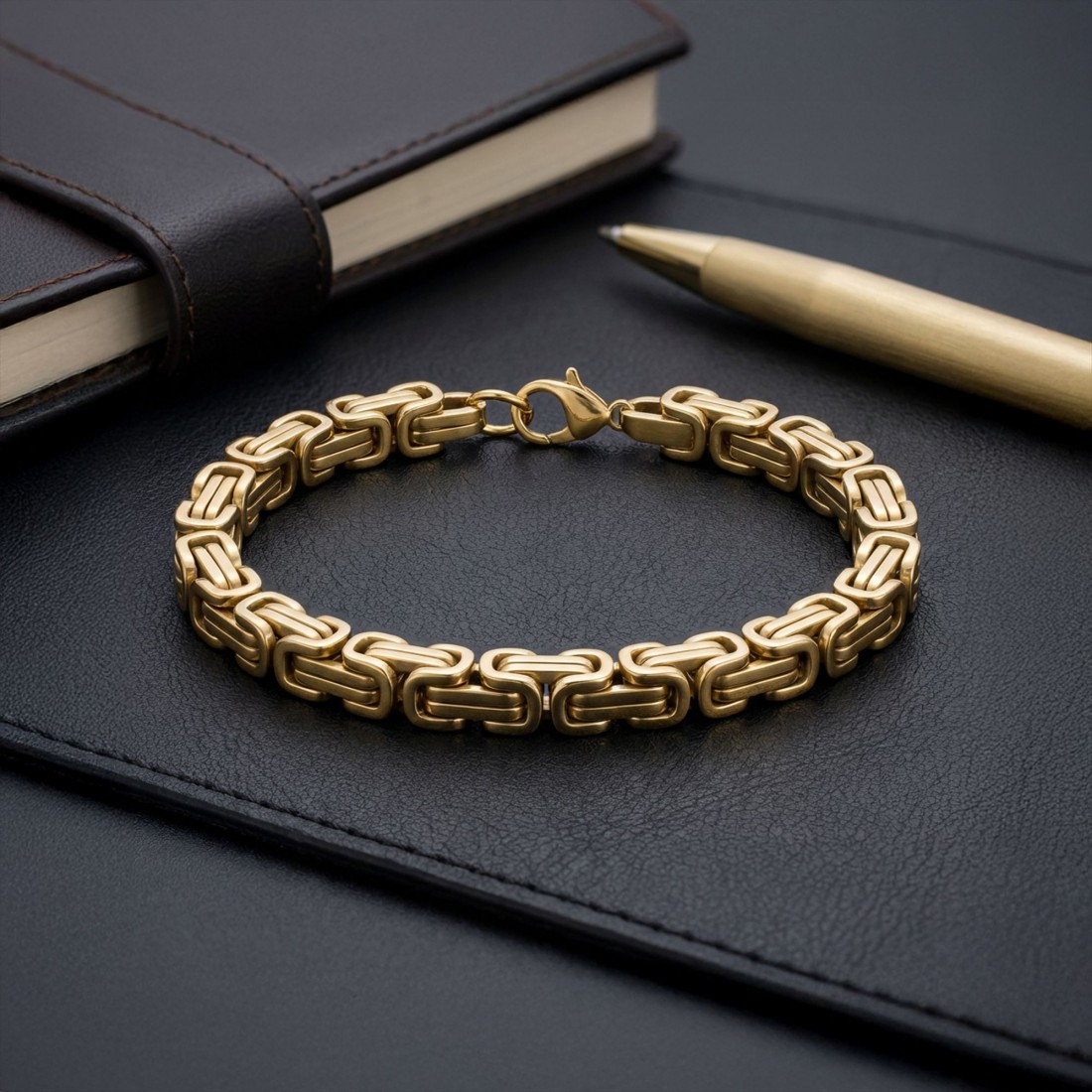 8Mm Sarı Kral Çelik Zincir Bileklik