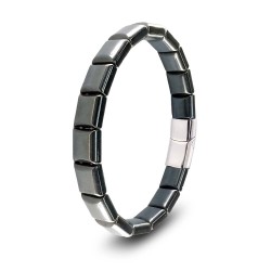 Kare Hematit Doğaltaşlı Çelik Halat Ve Klips Bileklik