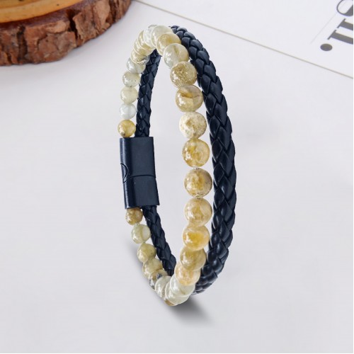 Akik Doğaltaş Deri Bileklik