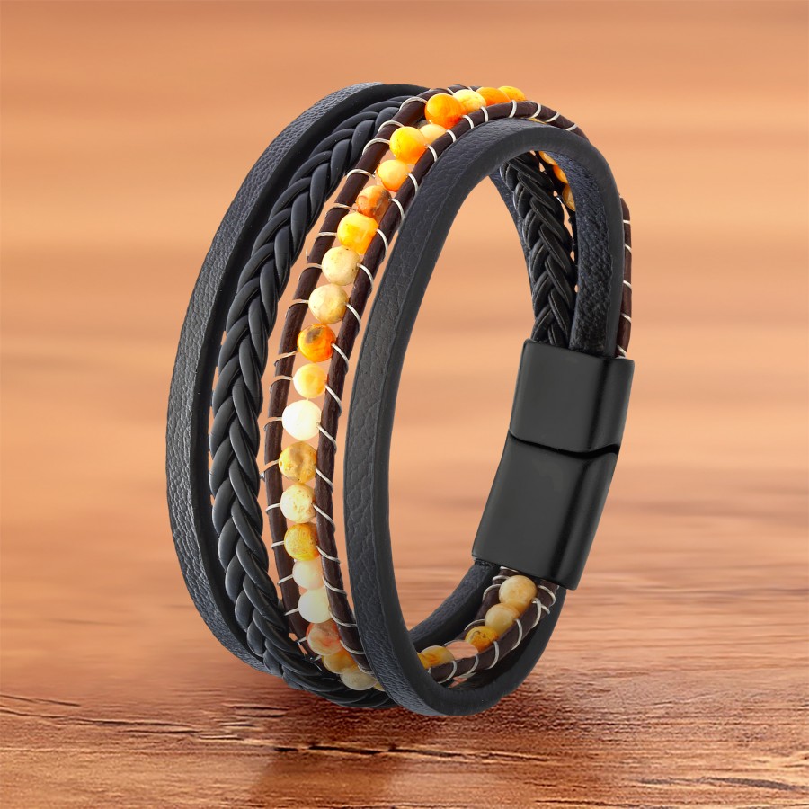 Akik Doğaltaş Ve Deri Bileklik