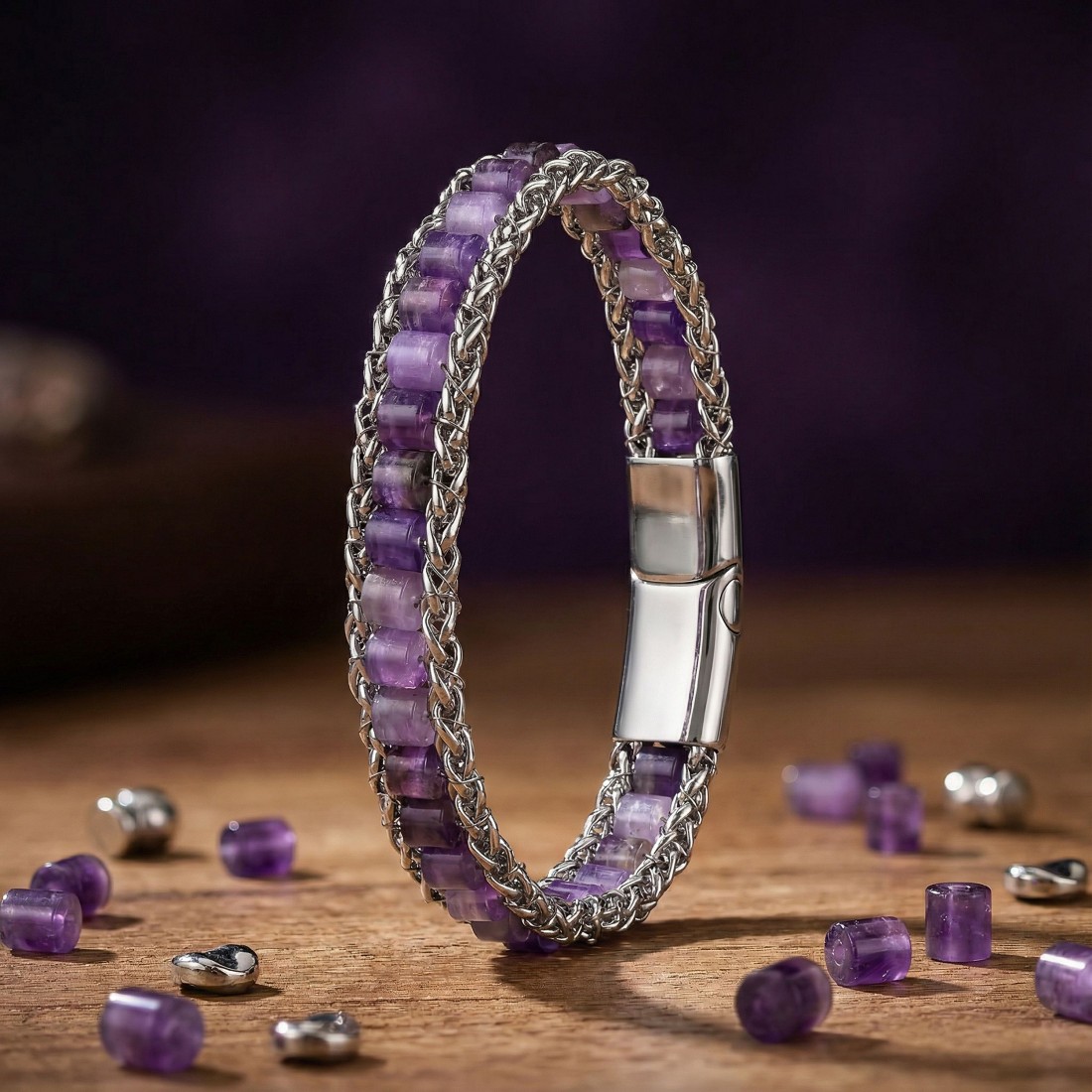 Men's Natural Stone Steel Bracelet 14045