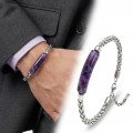 Ametist Doğal Taşlı Ve Ayarlanabilir Çelik Zincir Bileklik