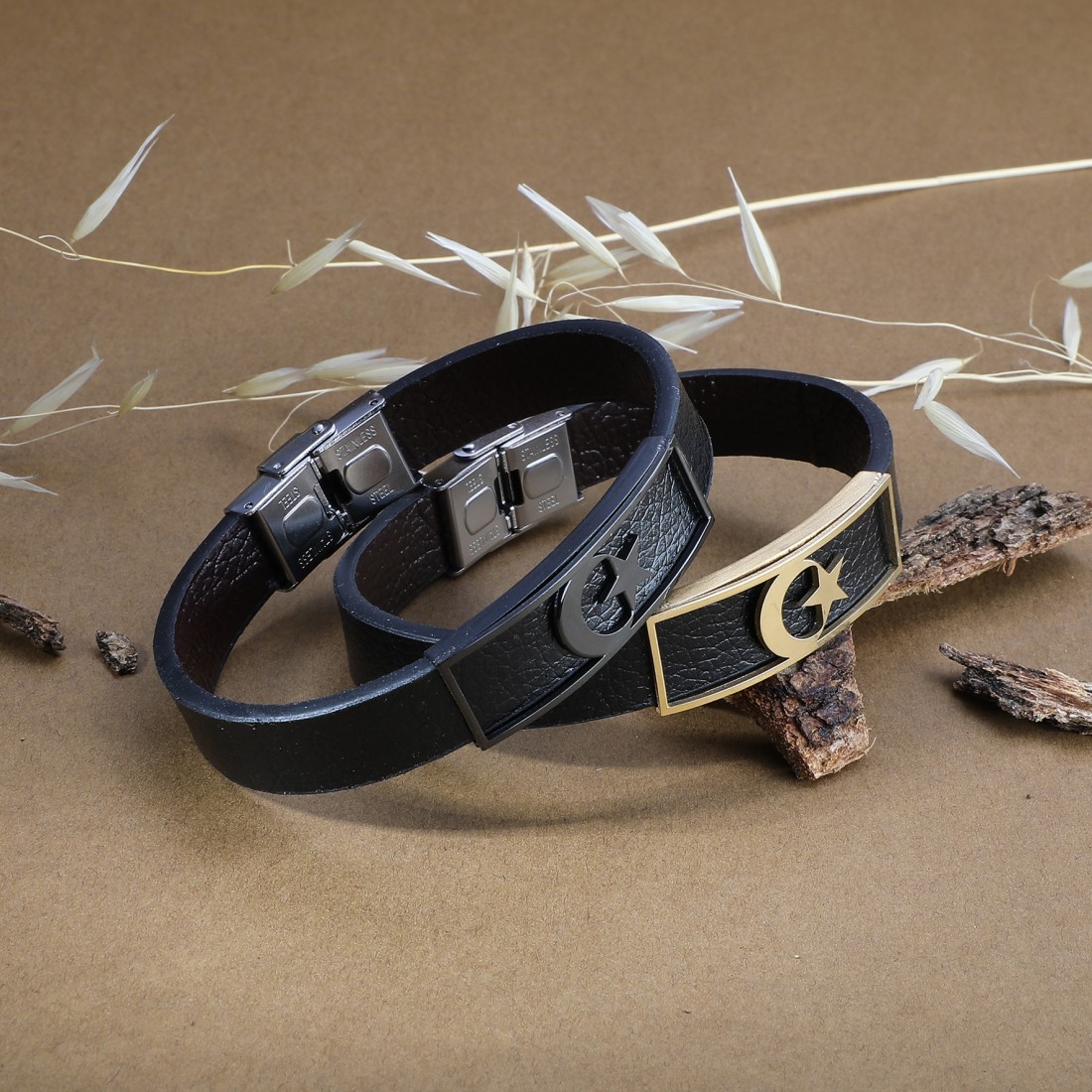 Toptan Ay Yıldız Desenli Kaliteli Erkek Çelik Bileklik Fiyatları