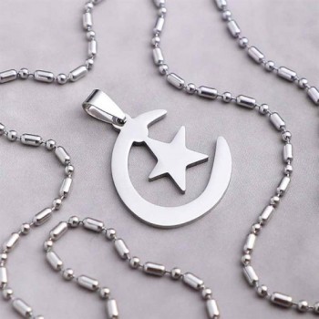 Ay Yıldız Figürlü Çelik Kolye Ucu