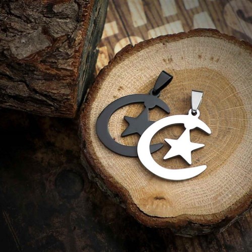 Ay Yıldız Figürlü Çelik Kolye Ucu
