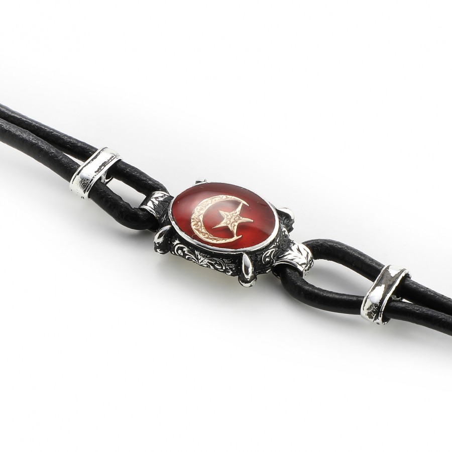 Toptan Ay Yıldız Figürlü Deri Kordonlu Otantik Bileklik Fiyatları