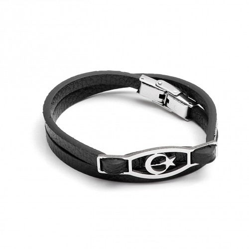 Ay Yıldız Figürlü Dolamalı Çelik Bileklik