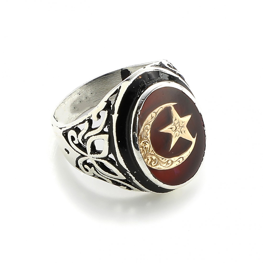 Toptan Ay Yıldız Mineli Alloy Otantik Erkek Yüzük Fiyatları