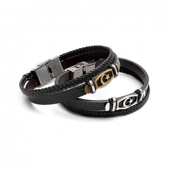 Ay Yıldız Tük Bayrağı Salaç Çelik  Deri Bileklik