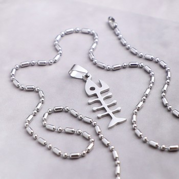 Balık Kılçığı Çelik Kolye Ucu