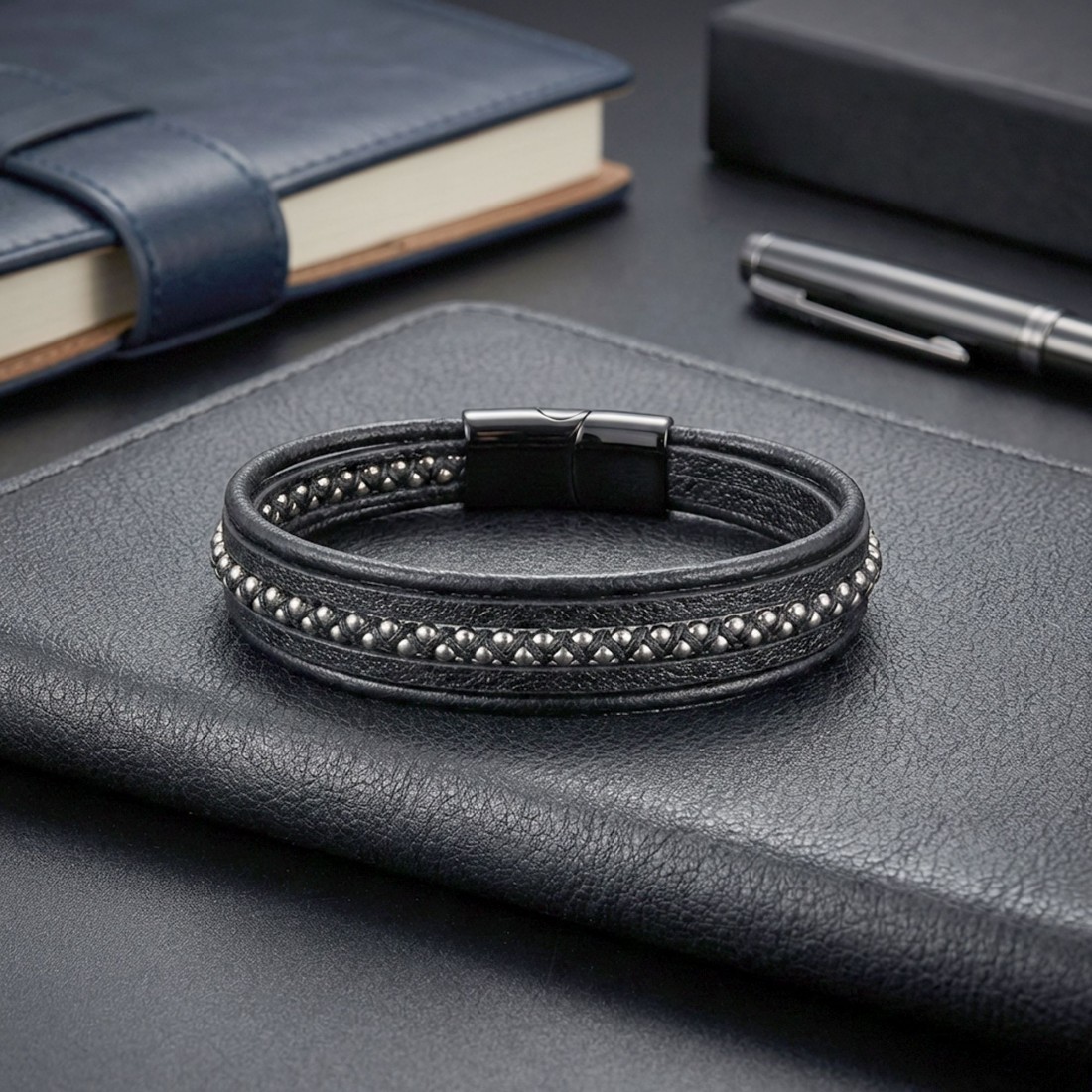 Erkek Makrome Çoklu Deri Bileklik