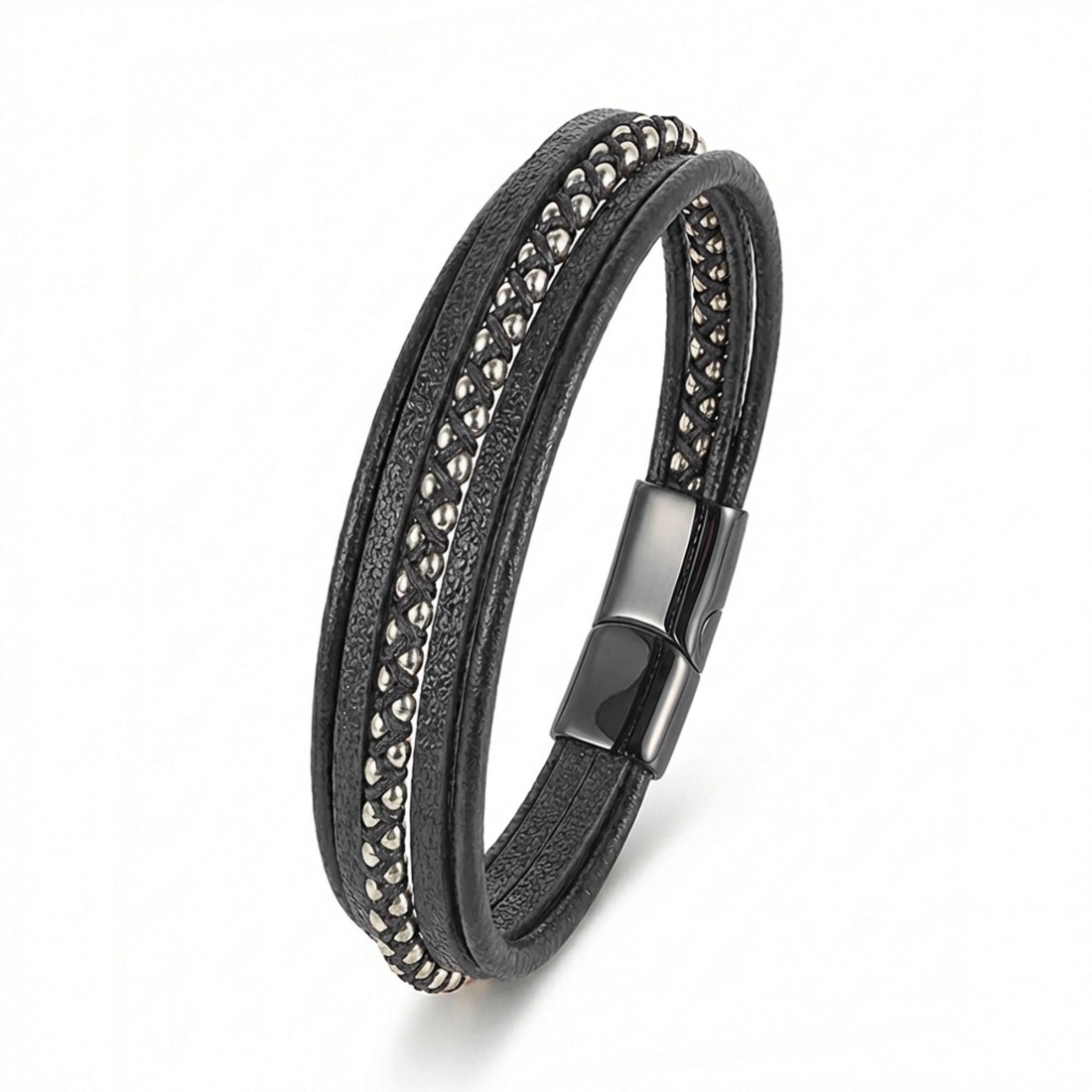 Erkek Makrome Çoklu Deri Bileklik