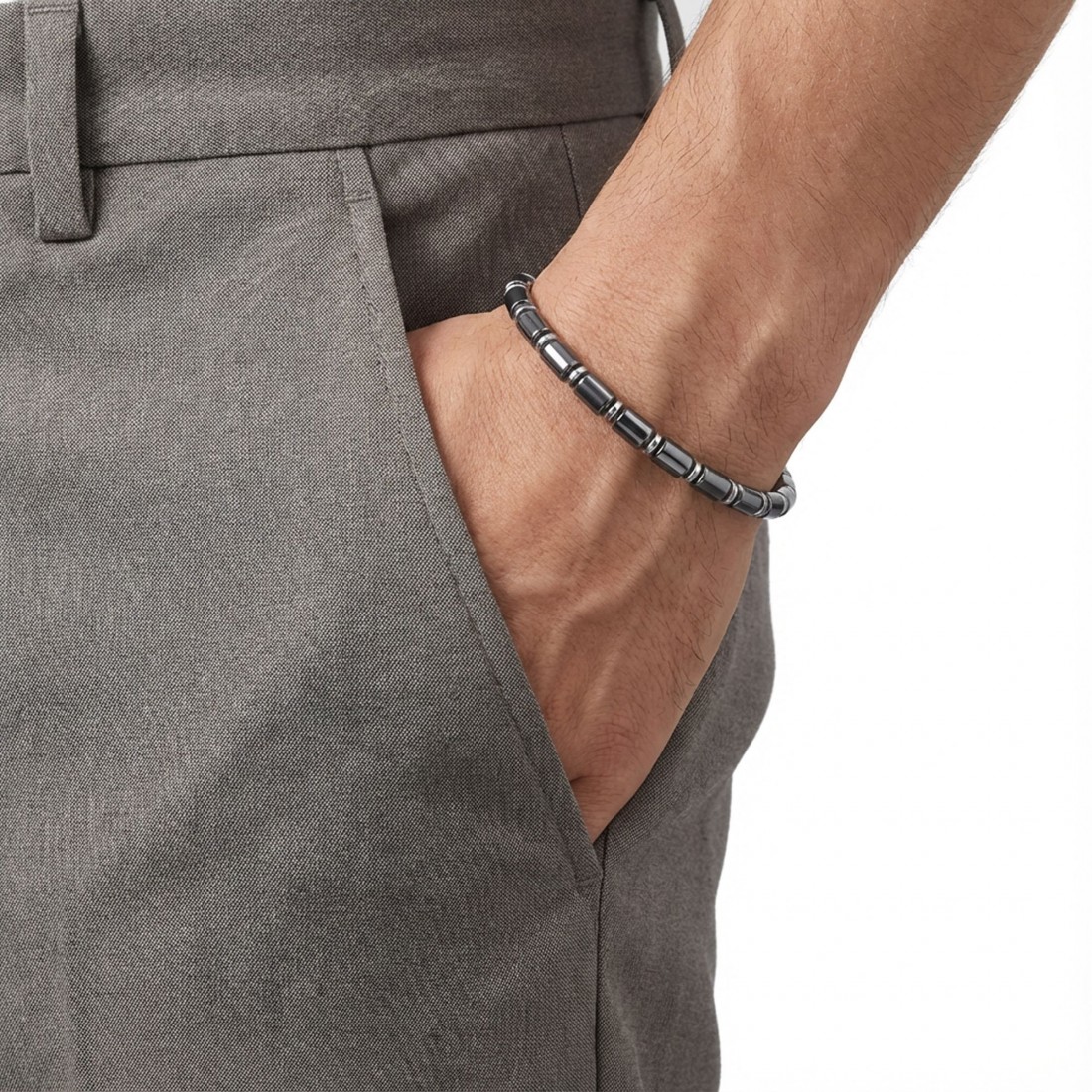 Boru Hematit Ayaranabilir Çelik Zincir Bileklik