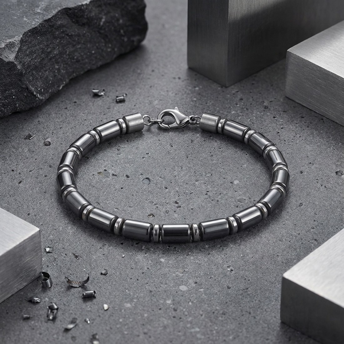 Boru Hematit Ayaranabilir Çelik Zincir Bileklik
