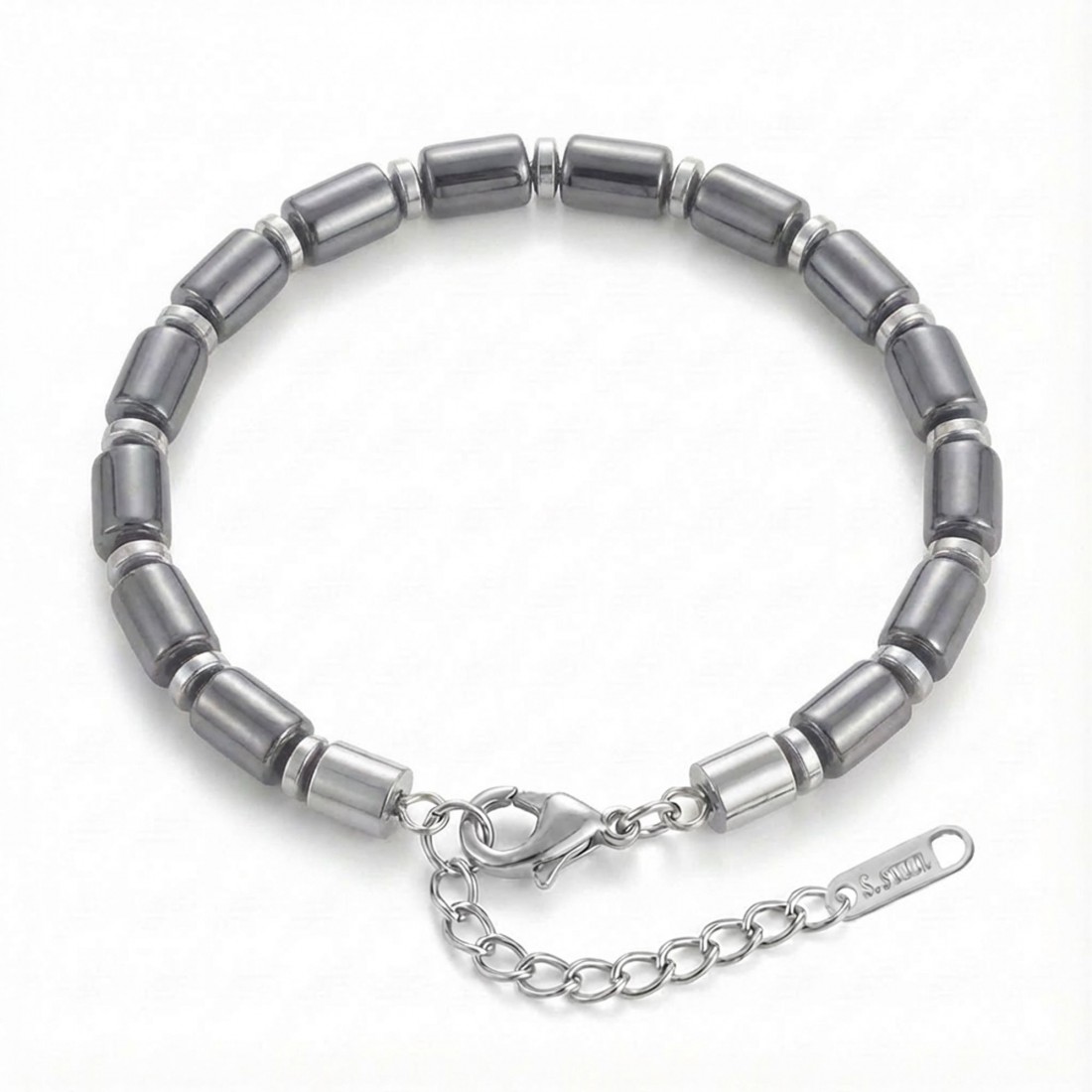 Boru Hematit Ayaranabilir Çelik Zincir Bileklik