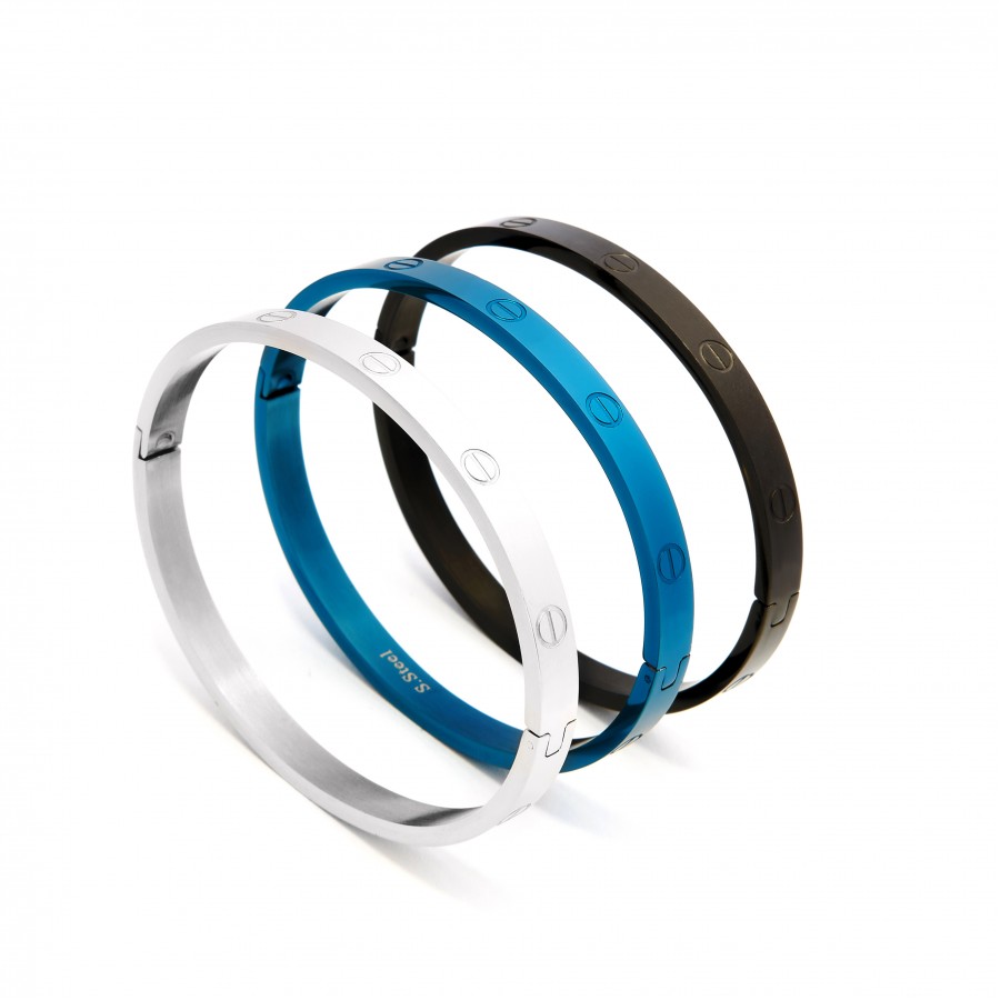 Toptan Büyük Boy Taşsız Unisex Kelepçe Çelik Bileklik 4 Renk Fiyatları