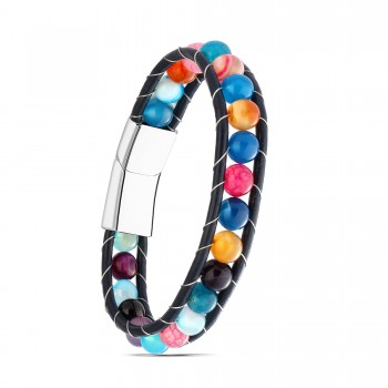 Çakra Doğaltaş Deri Bileklik