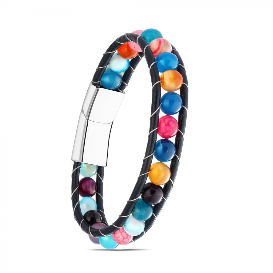 Çakra Doğaltaş Deri Bileklik