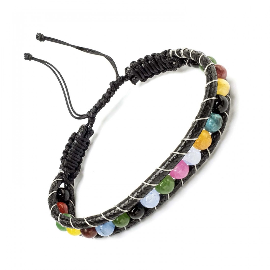 Toptan Çakra Doğaltaş Çelik Tel Örgülü Makrome Bileklik Fiyatları