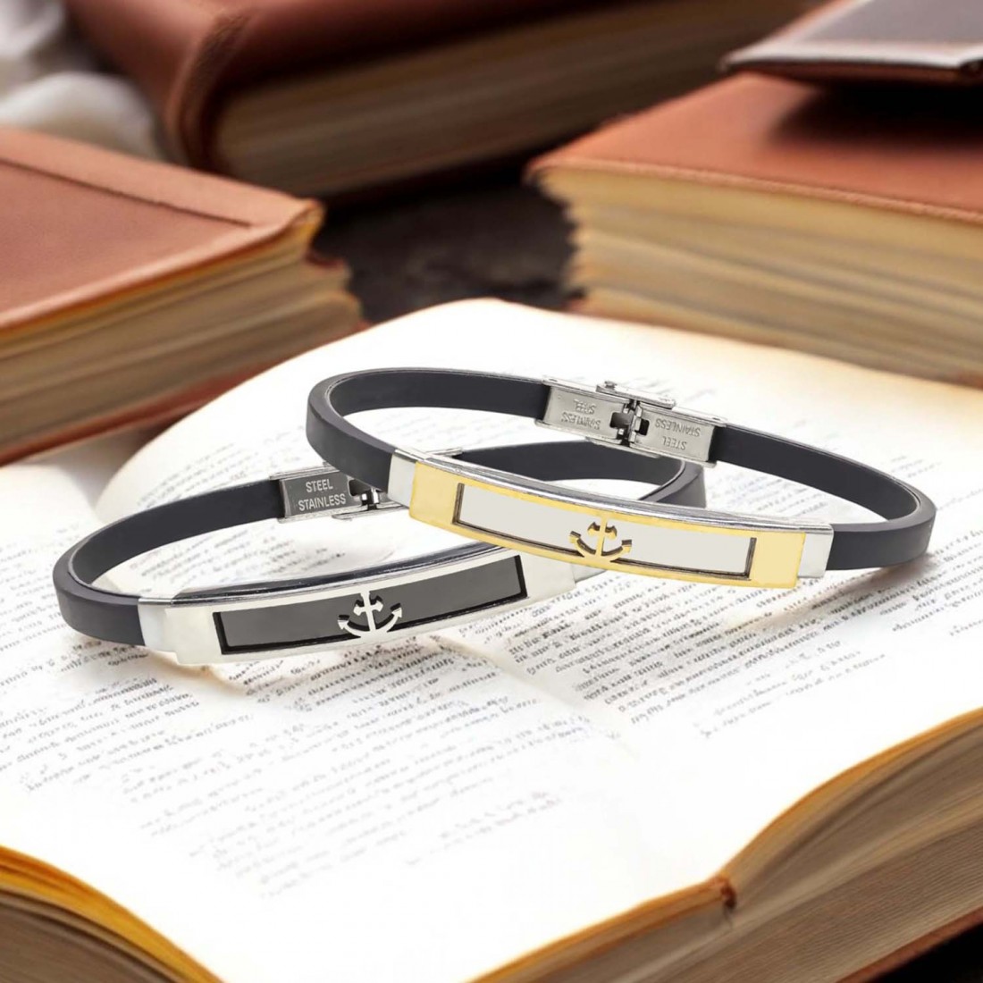 Çapa Desenli Çelik Bileklik