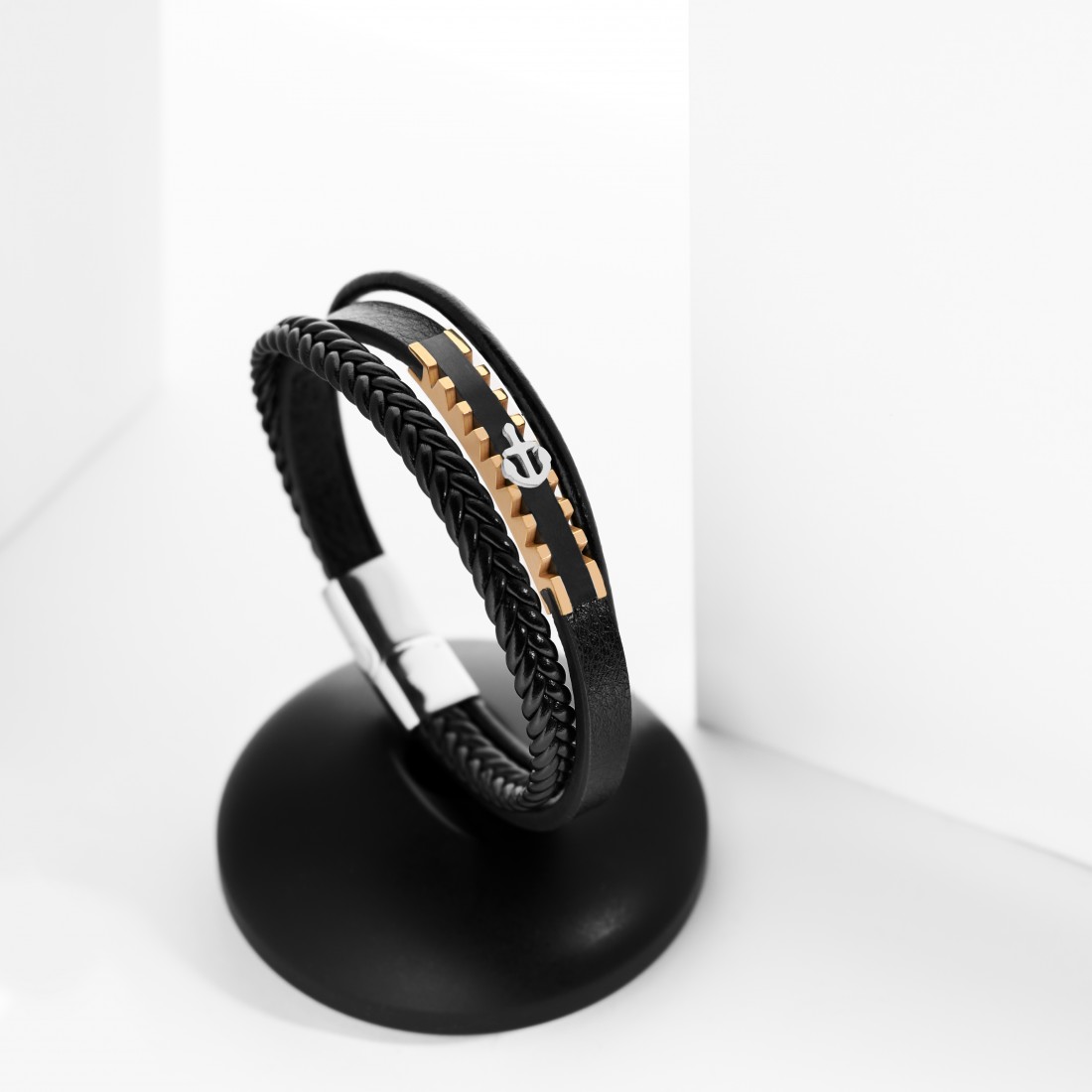 Toptan Çapa Figürlü Çoklu Hakiki Deri Çelik Bileklik Fiyatları