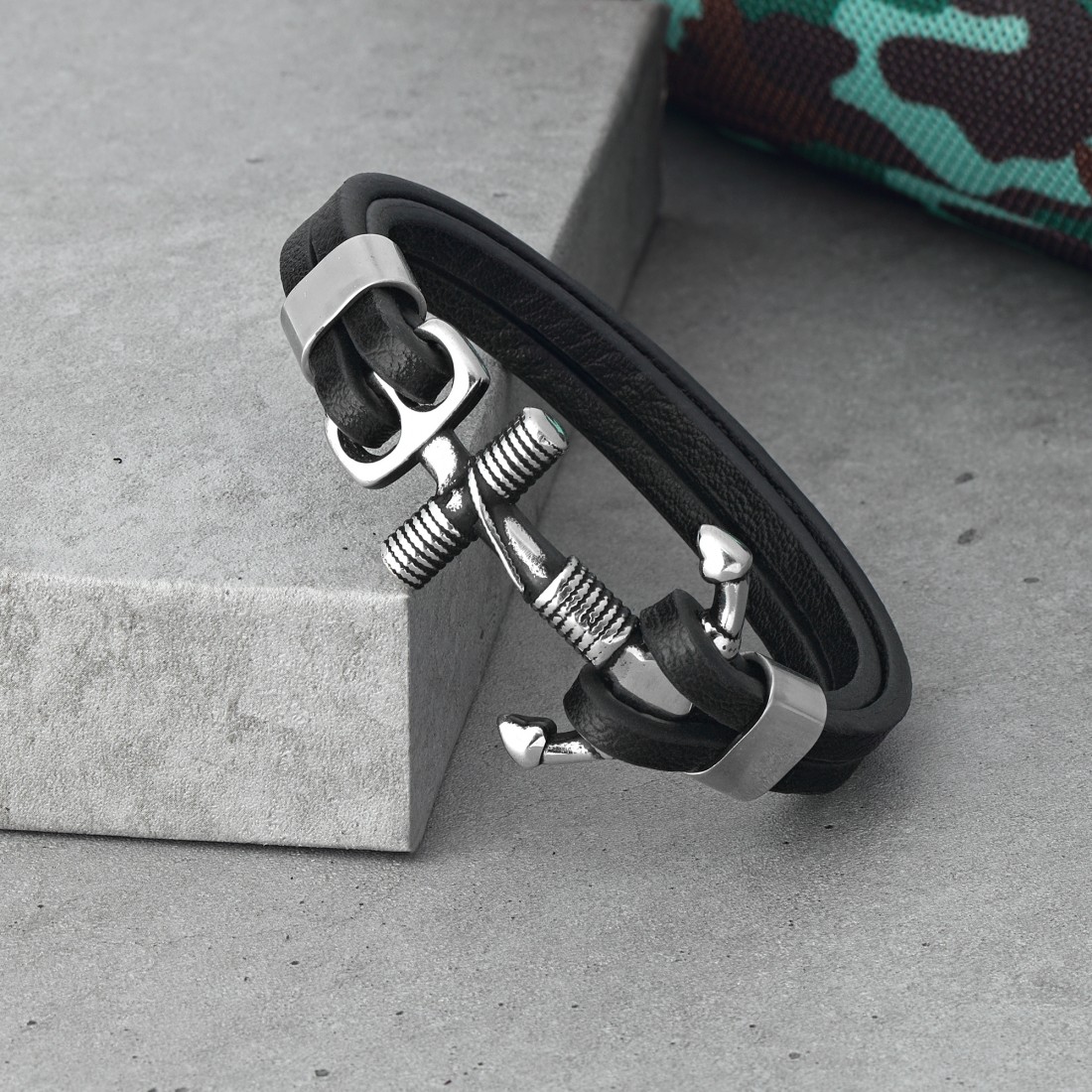 Çapa Modeli 316L Ayar Çelik Ve Orjinal Deri Billeklikk