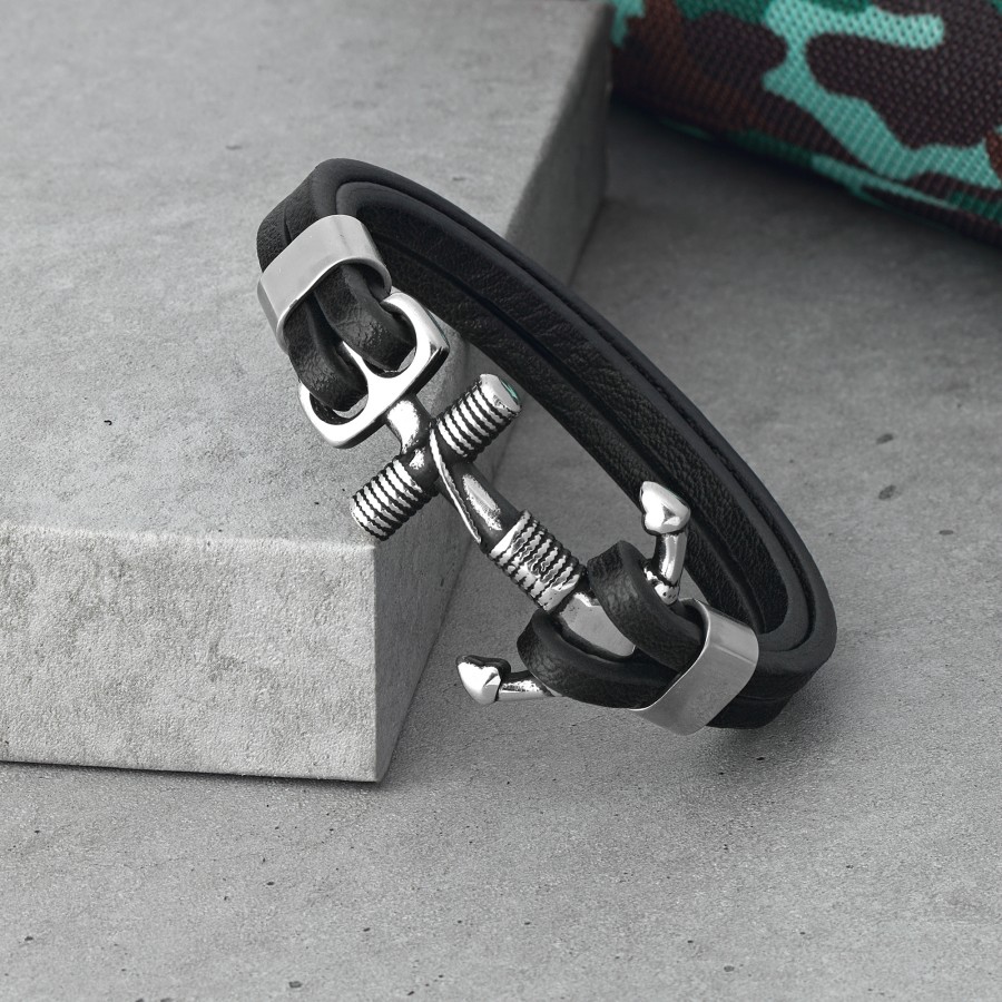 Çapa Modeli 316L Ayar Çelik Ve Orjinal Deri Billeklikk