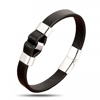 Steel Leather Bracelet