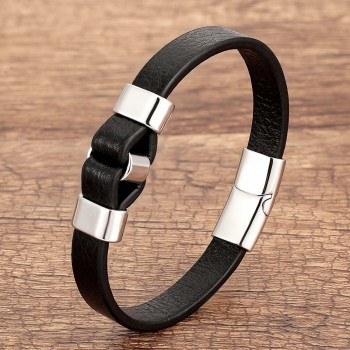 Steel Leather Bracelet