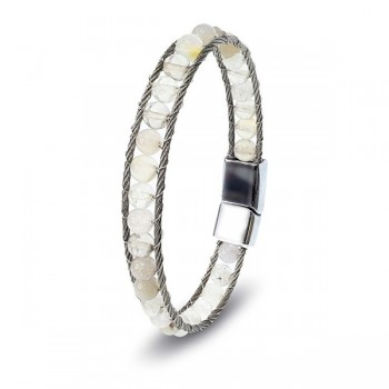 Çelik Halat Ve Ay Taşı Doğaltaş Bileklik
