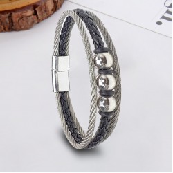 Çelik Halat Ve Deri Kordonlu Bileklik