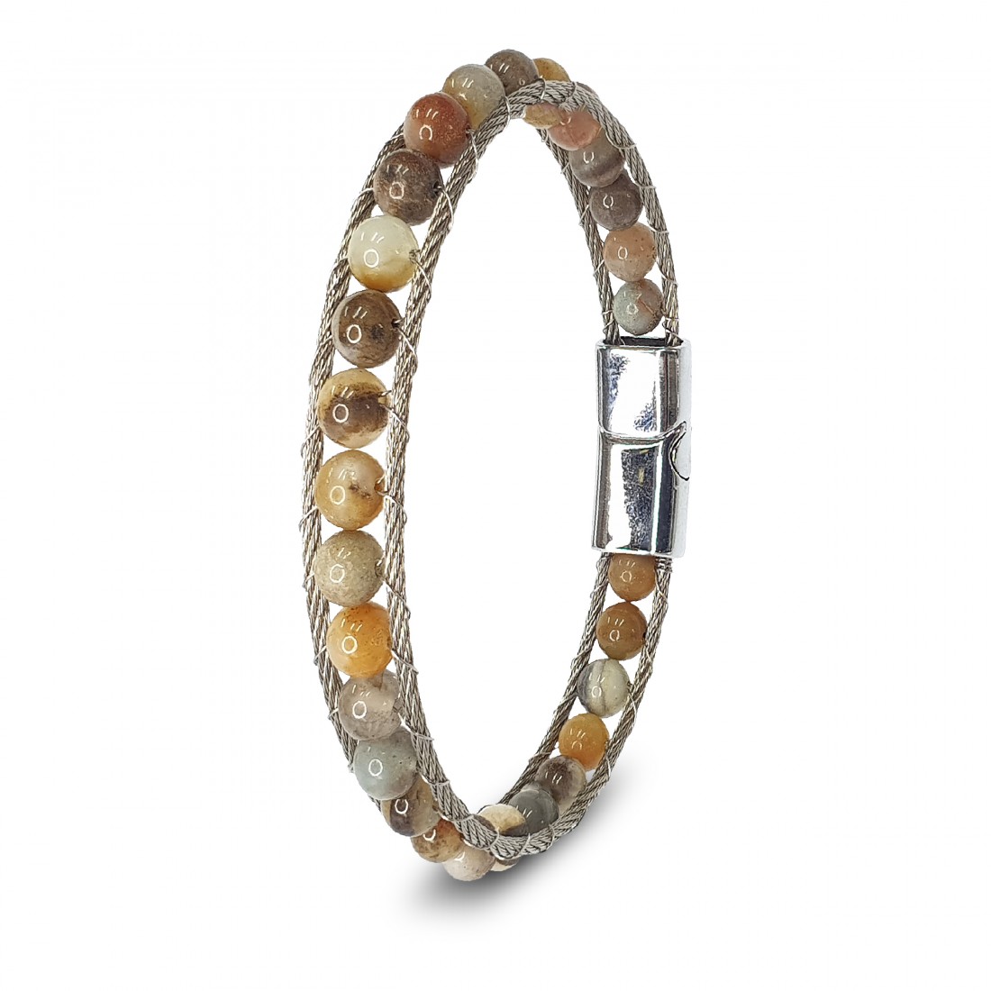 Çelik Halat Ve Yemen Akik Doğaltaş Bileklik