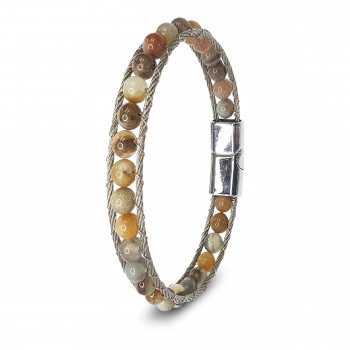 Çelik Halat Ve Yemen Akik Doğaltaş Bileklik