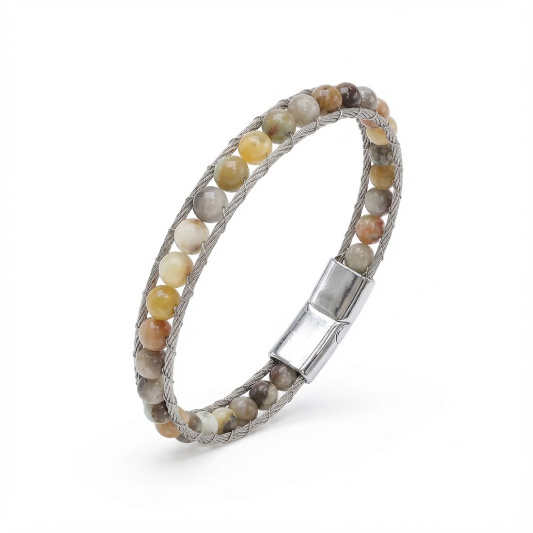 Çelik Halat Ve Yemen Akik Doğaltaş Bileklik