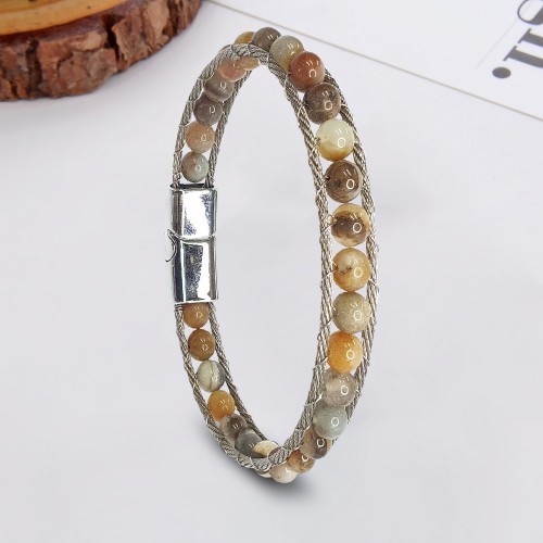 Çelik Halat Ve Yemen Akik Doğaltaş Bileklik